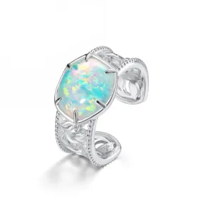 9*10mm Opal 925 Sterling Silver Resizable Ring