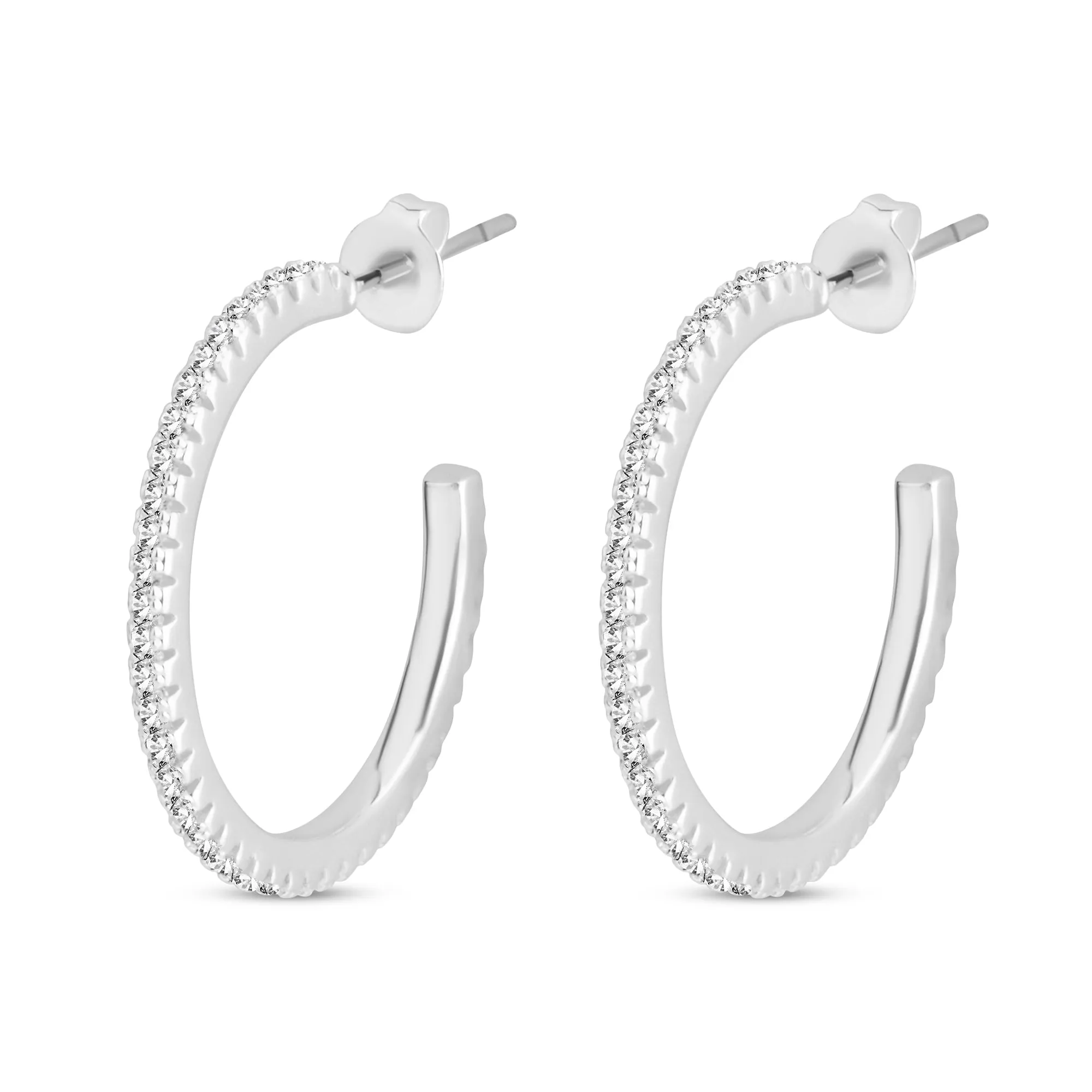 Accessorize London Women's Sterling Silver-Plated Cubic Zirconia Sparkle Hoops Earrings