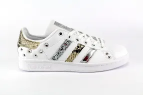 Adidas Stan Smith Pitonate Silver Glitter & Borchie