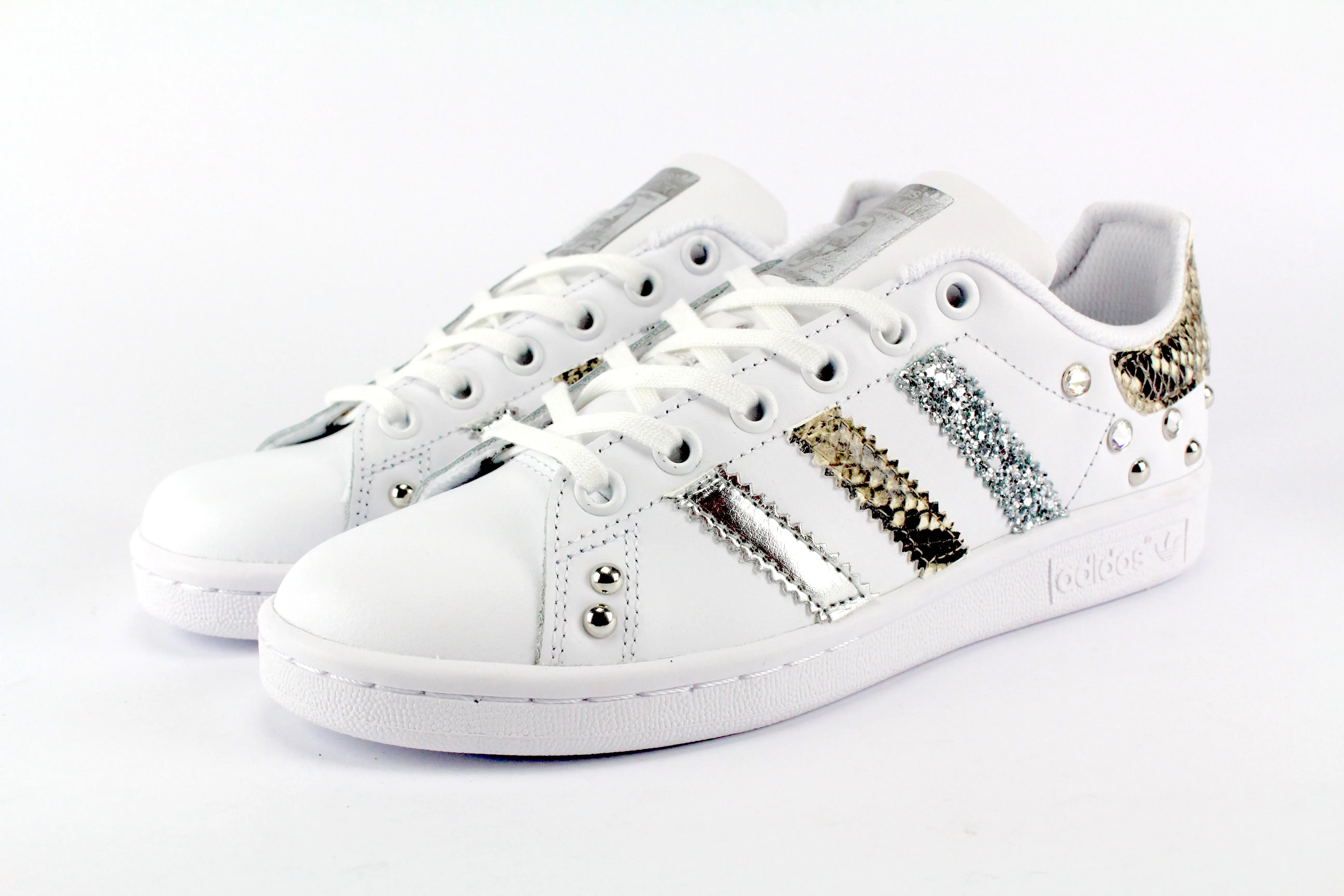 Adidas Stan Smith Pitonate Silver Glitter & Borchie