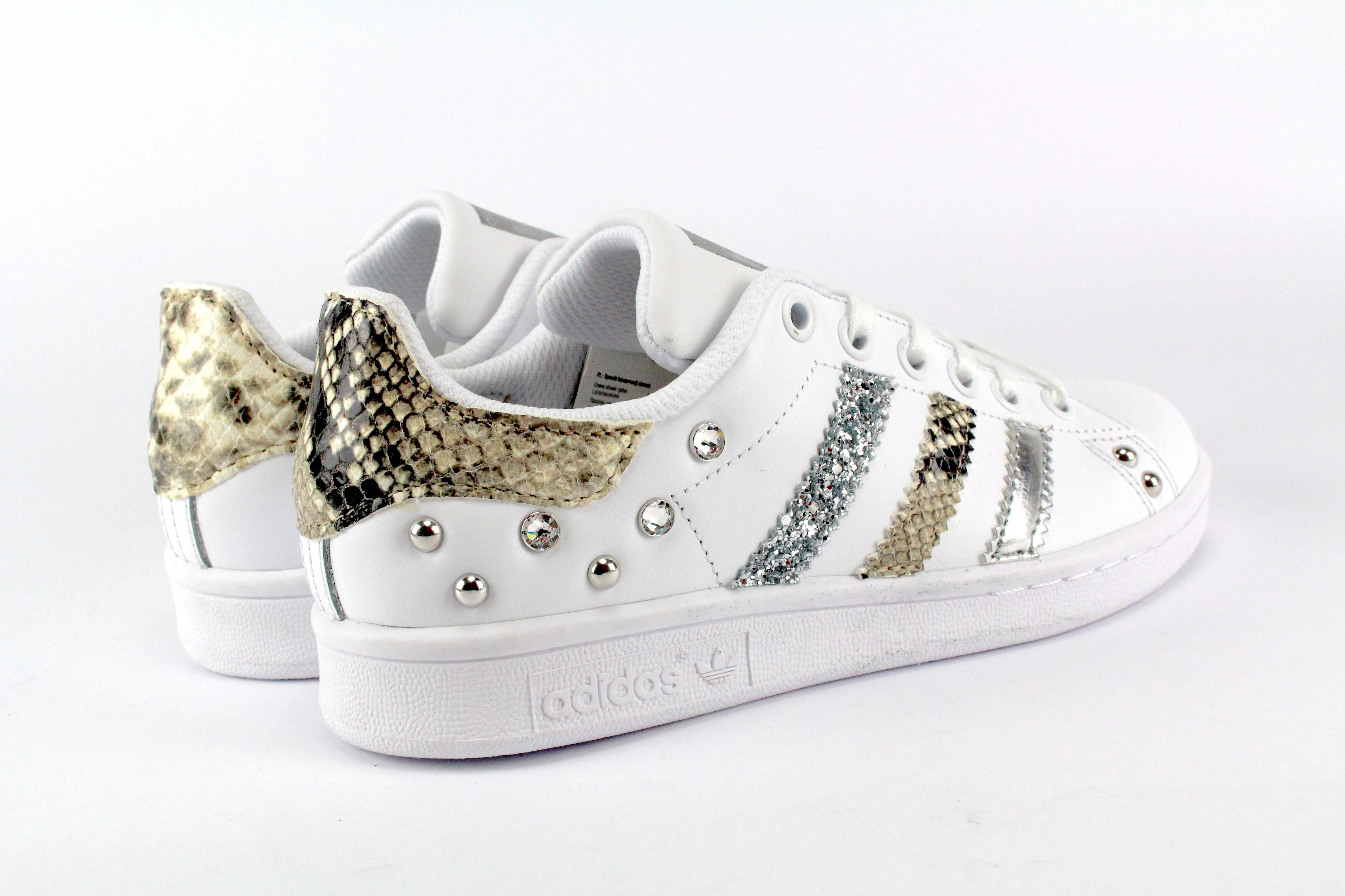 Adidas Stan Smith Pitonate Silver Glitter & Borchie