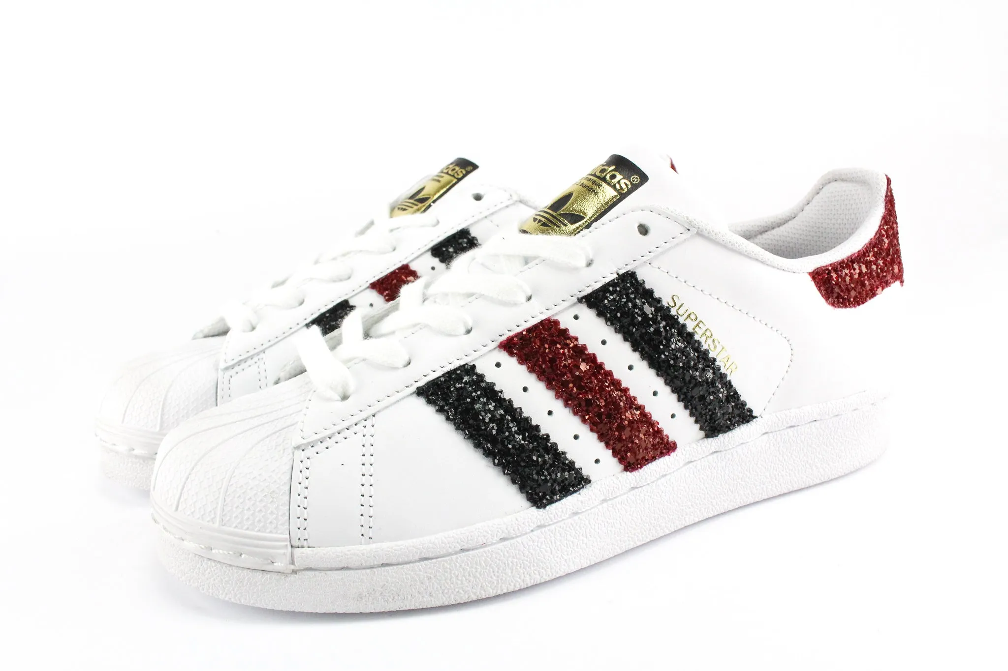 Adidas Superstar Burgundi & Black Glitter