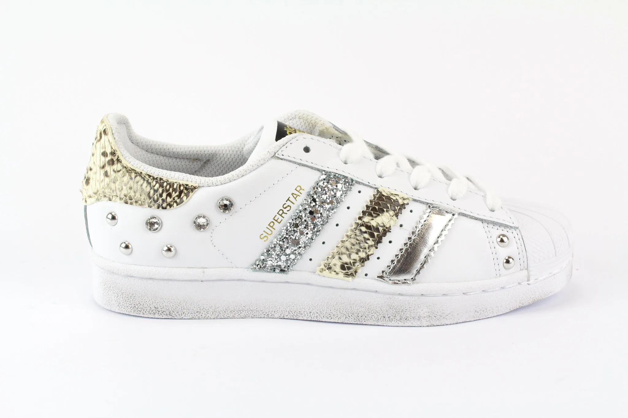 Adidas Superstar Pitone Silver Glitter & Borchie