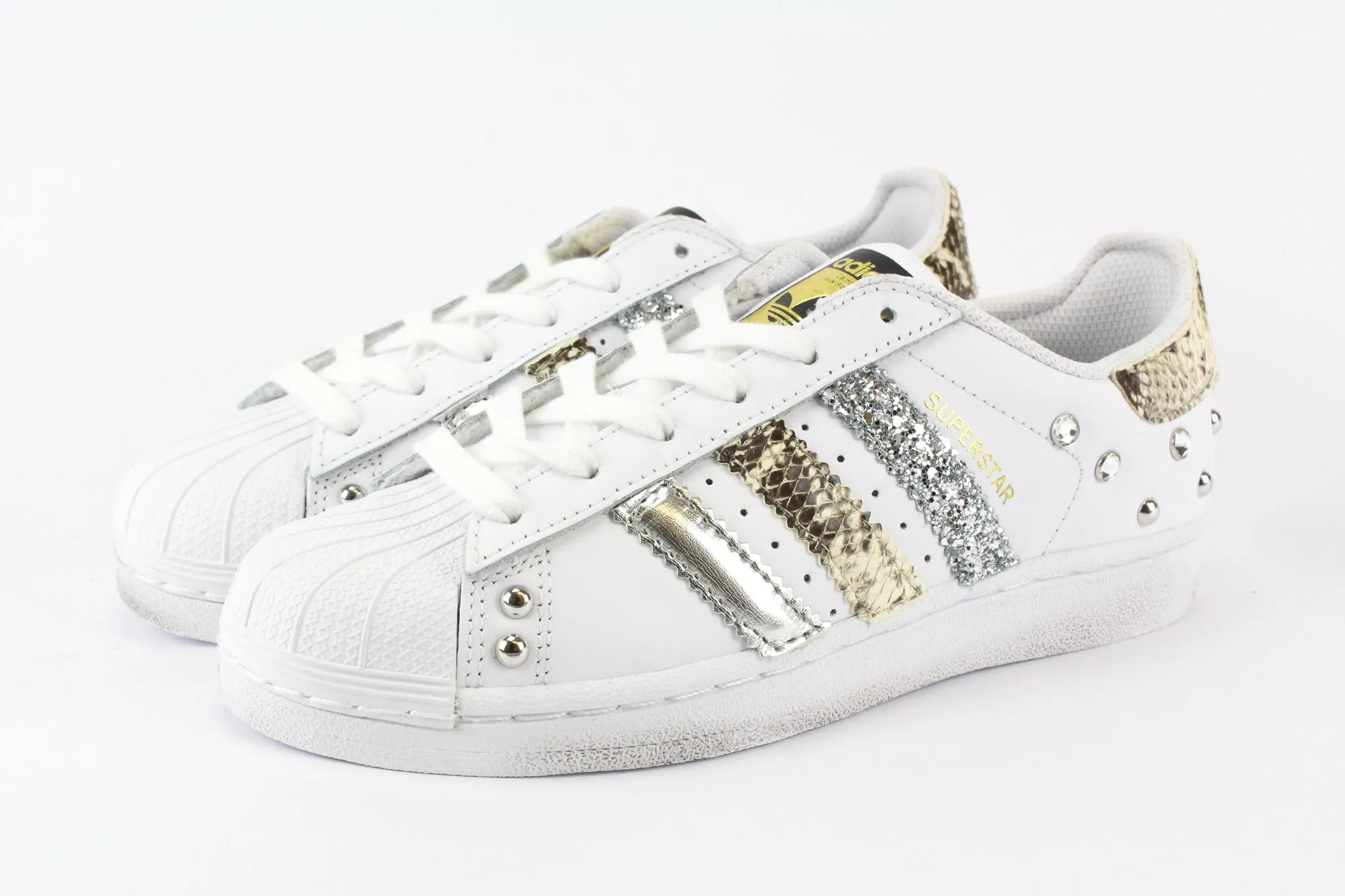 Adidas Superstar Pitone Silver Glitter & Borchie