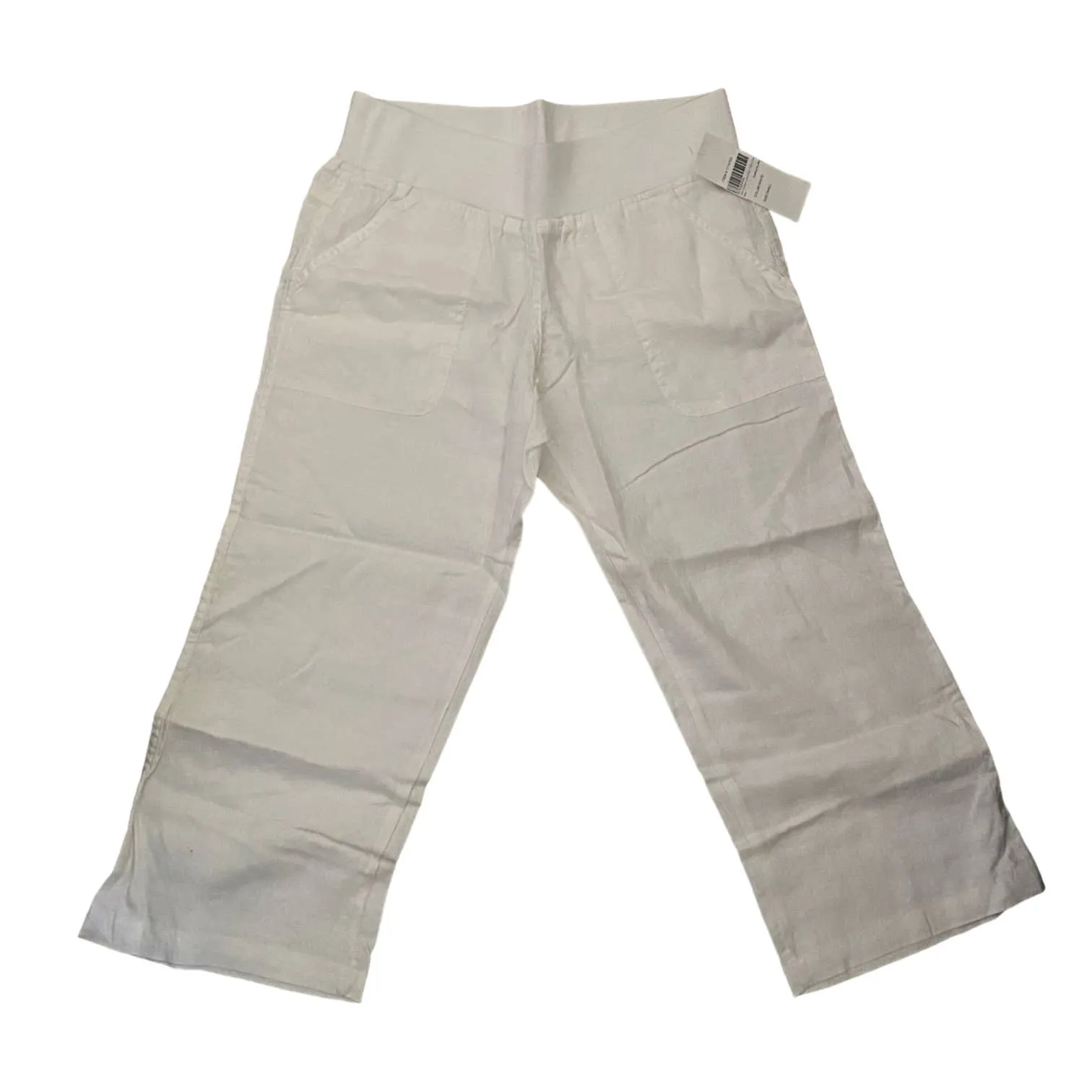 Allen Allen White Linen Capri Pants Size Small