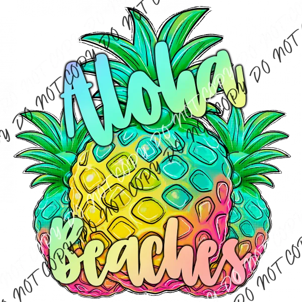 Aloha Beaches Pineapple Rainbow DTF Transfer