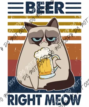 Beer Right Meow Cat DTF Transfer