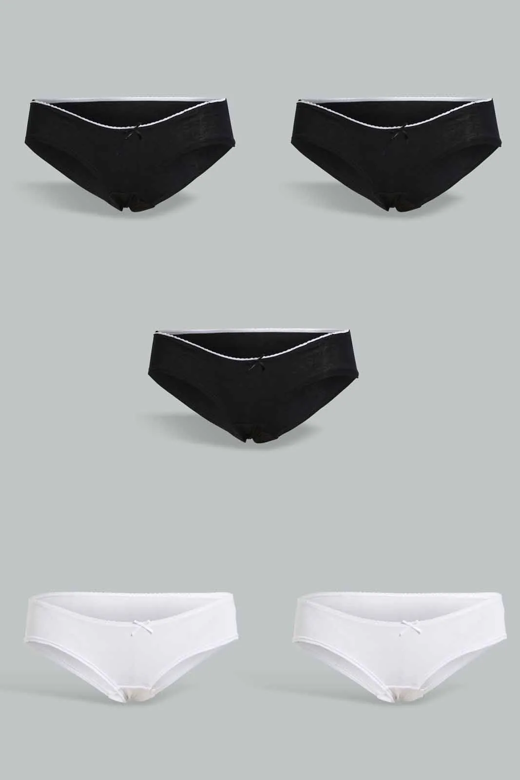 Black And White Boyleg Briefs For Women (Pack of 5)