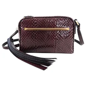 Brian Atwood Burgundy Python Exotic Mini Crossbody Bag