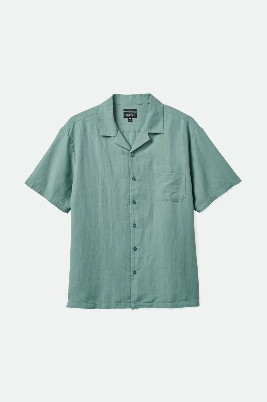 Bunker Linen Blend S/S Camp Collar Shirt - Chinois Green