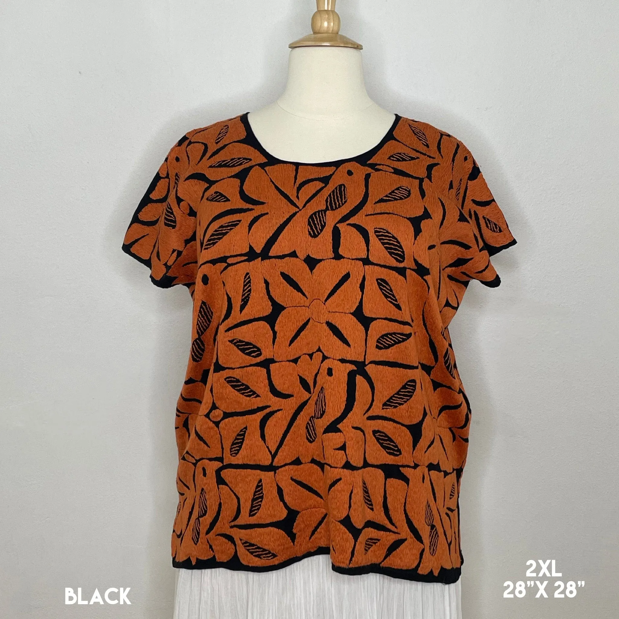 Burnt Orange Embroidered Blouse - Jalapa