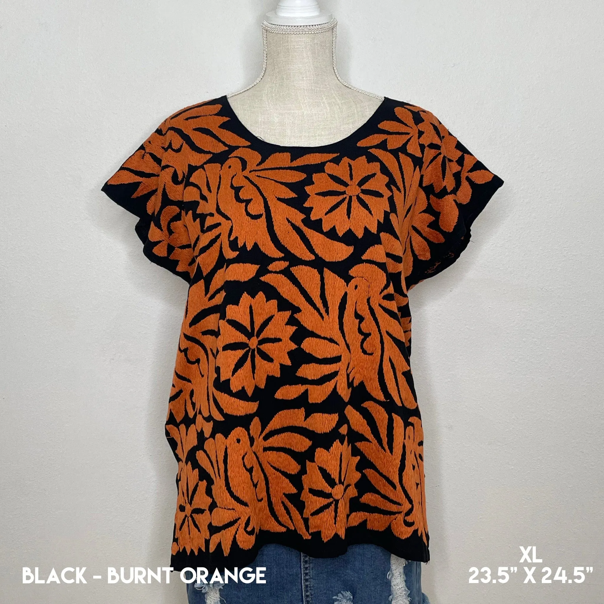 Burnt Orange Embroidered Blouse - Jalapa