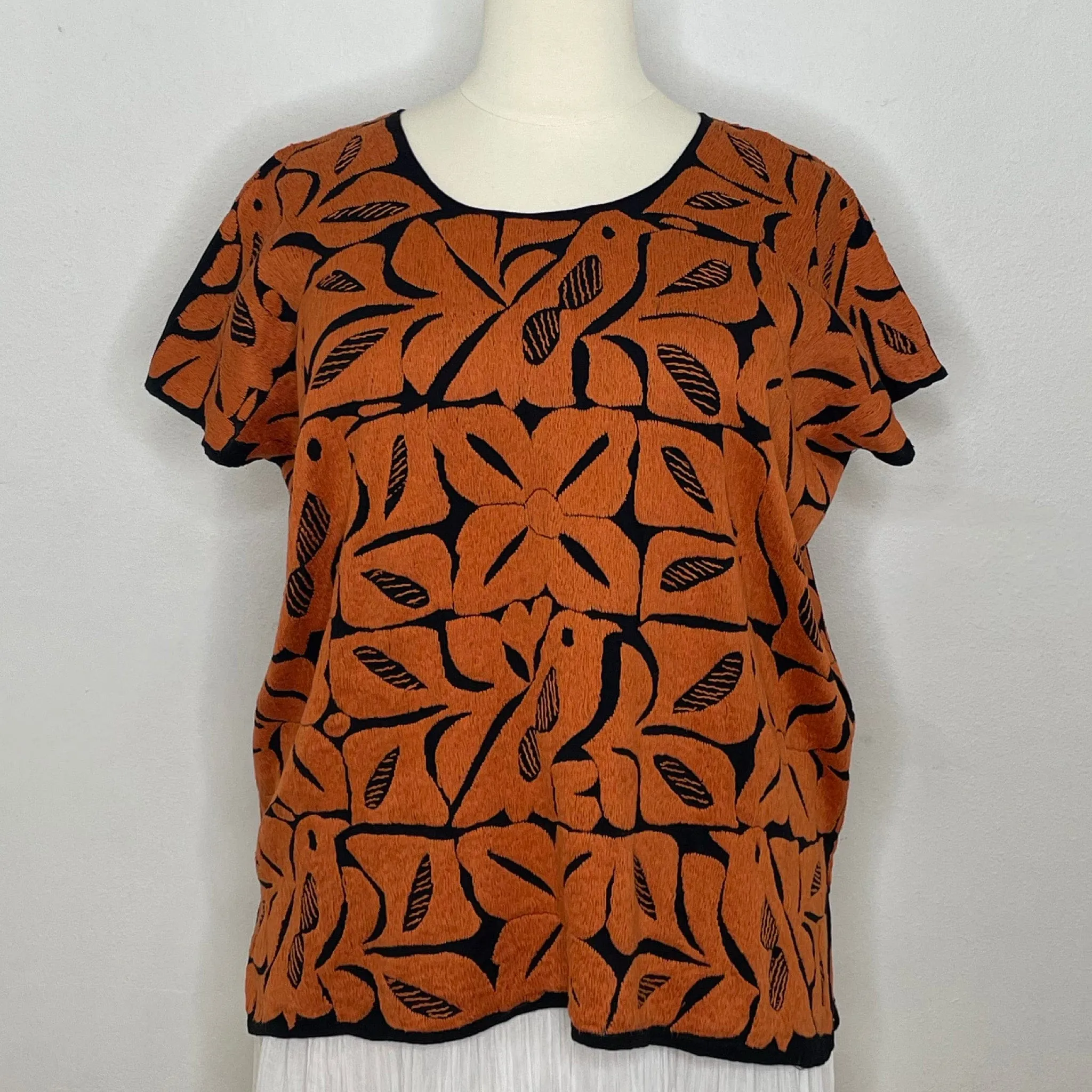 Burnt Orange Embroidered Blouse - Jalapa