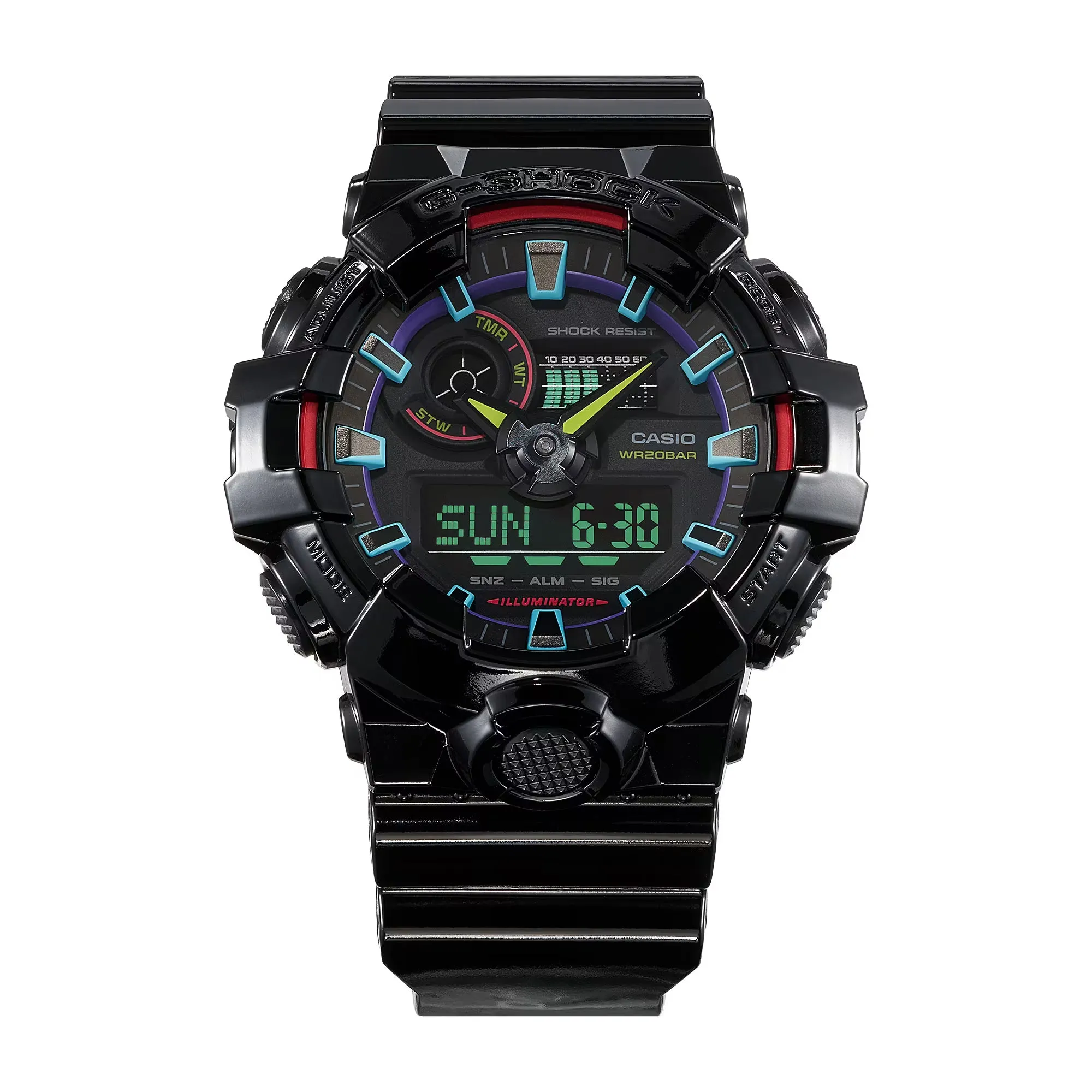 CASIO G-SHOCK GA700RGB-1A Rainbow Glossy Black Gamers Watch