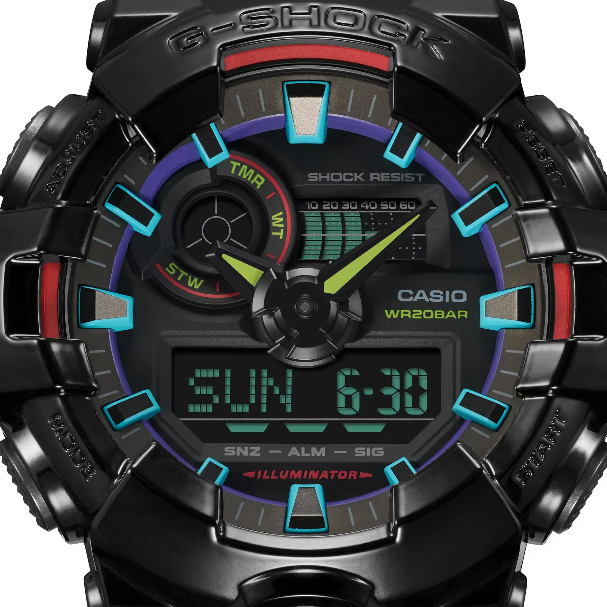 CASIO G-SHOCK GA700RGB-1A Rainbow Glossy Black Gamers Watch