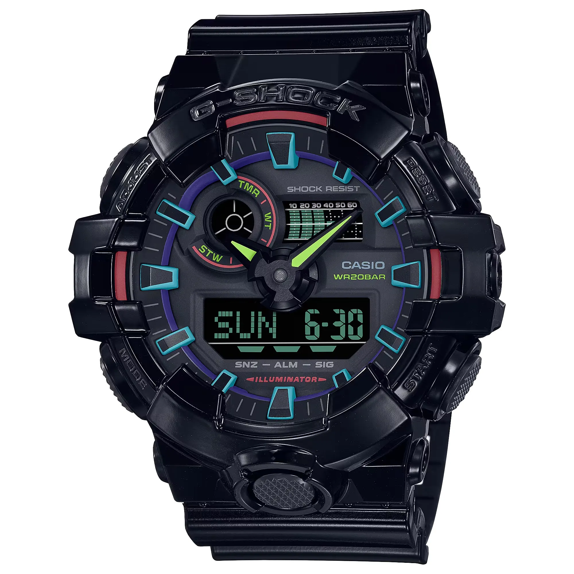 CASIO G-SHOCK GA700RGB-1A Rainbow Glossy Black Gamers Watch