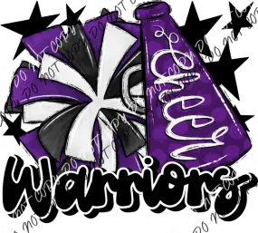 Cheer Mascot Warriors Purple and Black DTF Transfer