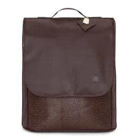 Chocolate Apollo 1 Faux Snakeskin Backpack