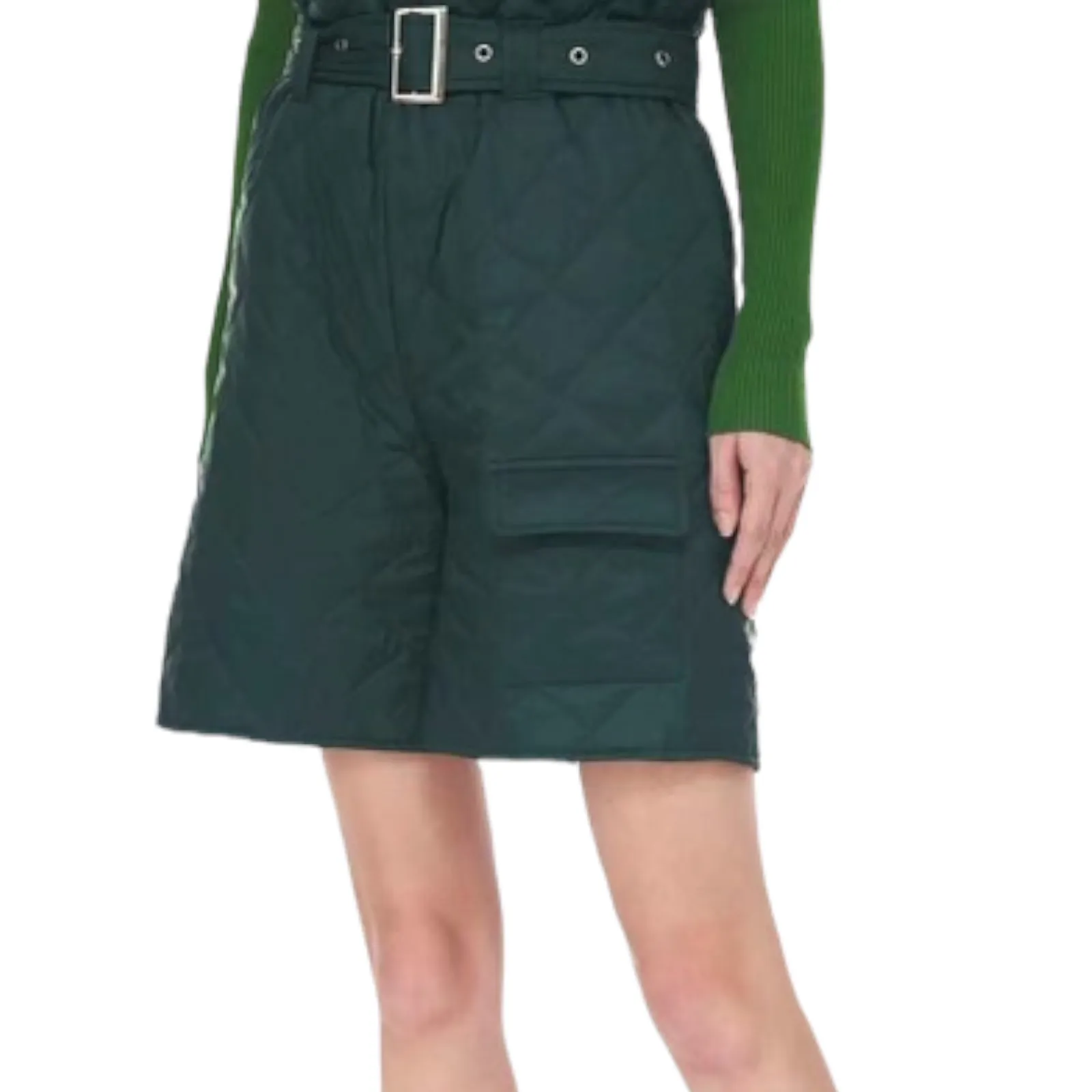 Cider Emerald Green Quilted Midi Shorts Size X-Small NWT