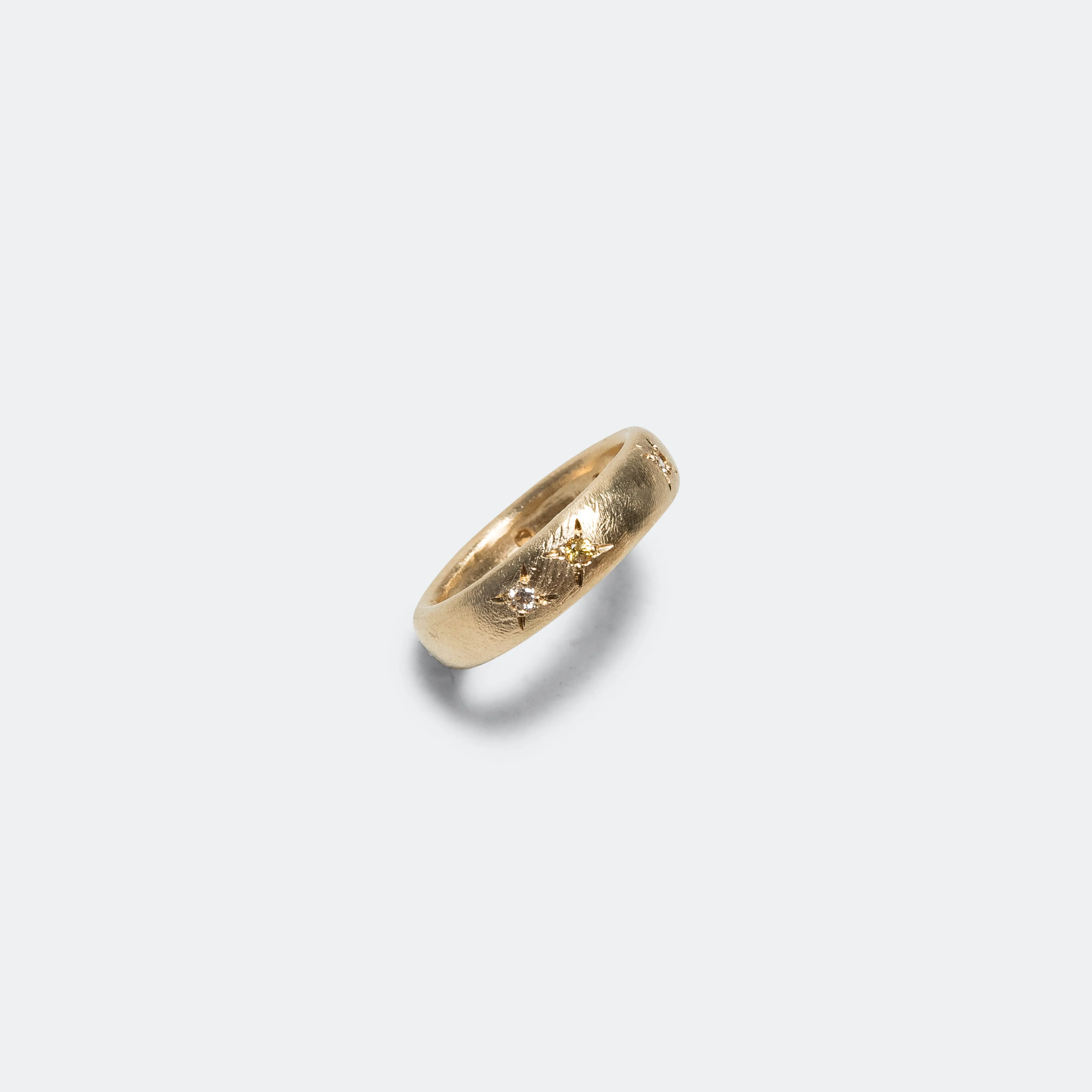 Cigar Band with Stones - 9ct Yellow Gold