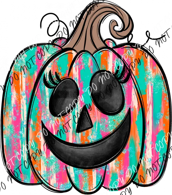 Color Splotch Pumpkin with Lashes DTF Transfer