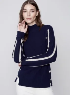 Cowl Neck Stripe Arm Sweater