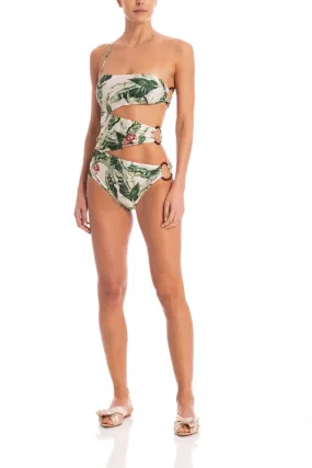 Cult Gaia Tropical One-Shoulder Swimsuit With Hoops