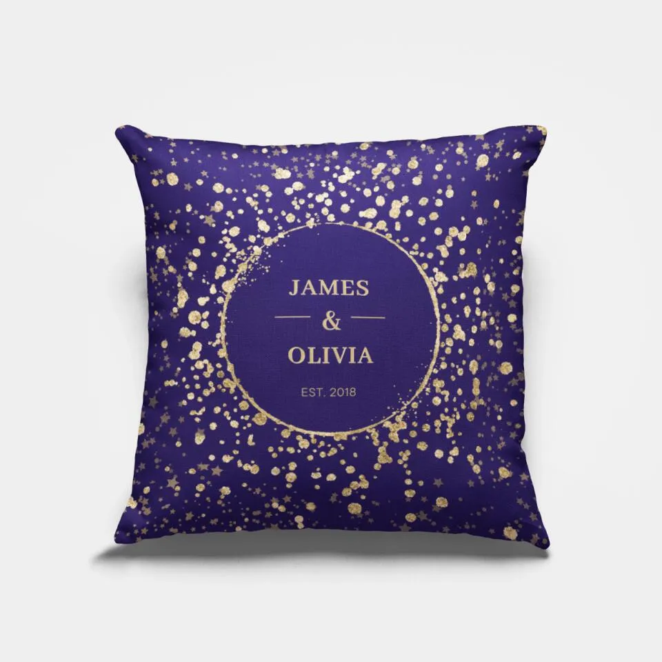 Custom Couple Names Pillow With Sparkles