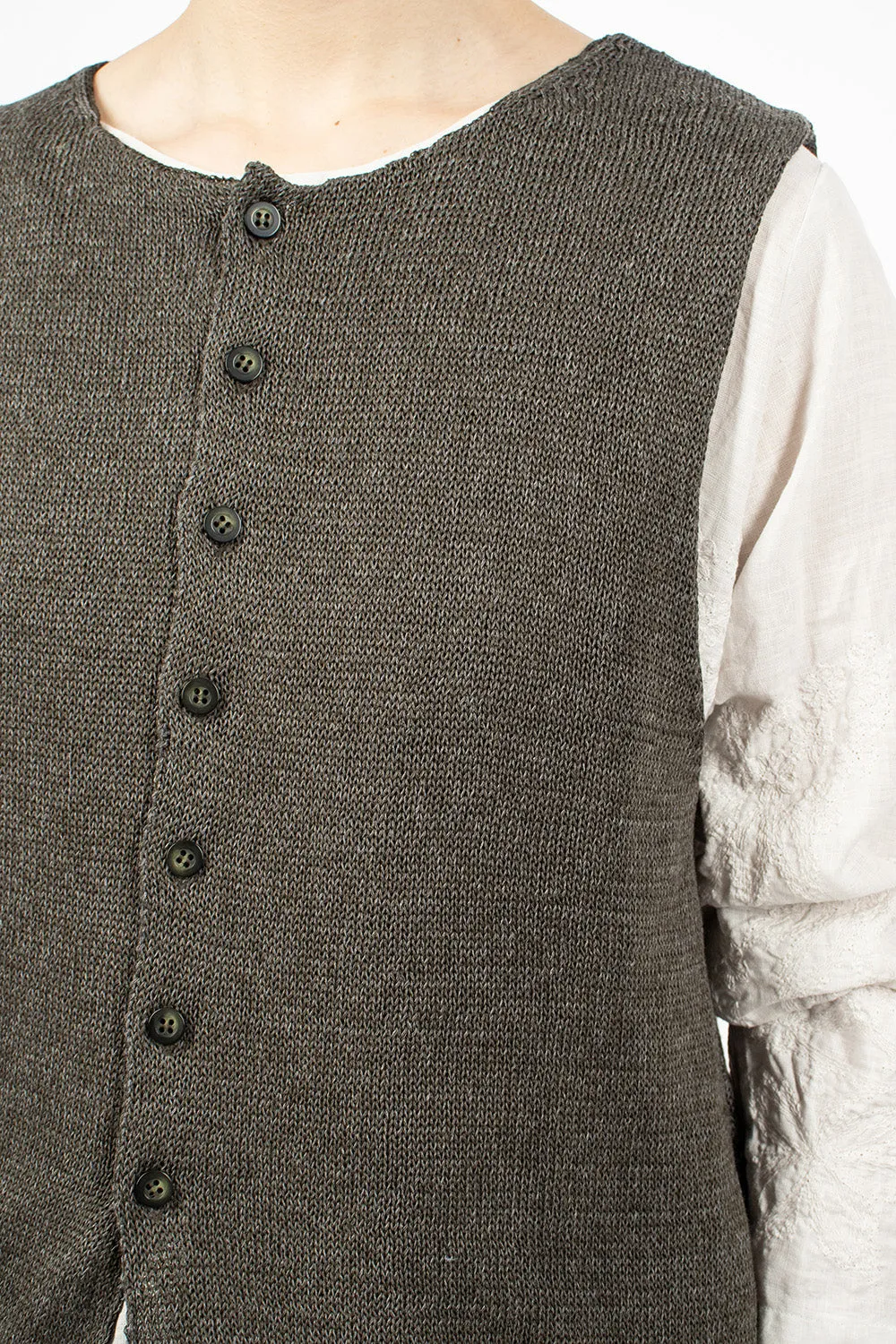 Double Layer Knit Vest Charcoal Khaki