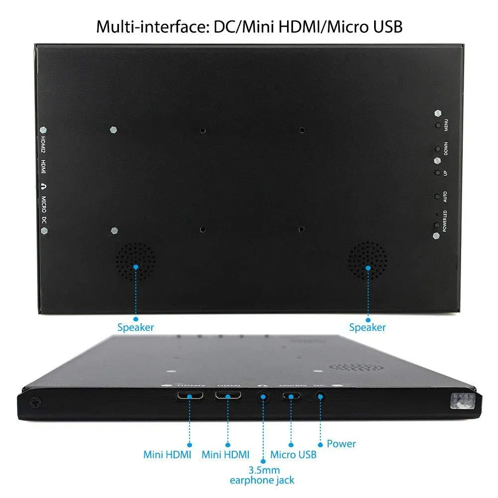 Elecrow 13.3 Inch IPS Raspberry Pi Display 1920X1080 Resolution Dual Mini HDMI Portable Monitor PS3 PS4 Gaming Screen with Build-in Speakers for Raspberry Pi WiiU Xbox 360 Windows 7/8/10