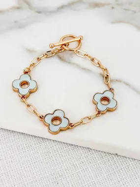 Envy Hollow Clover T-Bar Bracelet - Gold & Mint