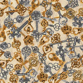 Fabric KEYS from Alternative Age Collection by Urban Essence Designs for Blank Co., 2320-41 Parchment