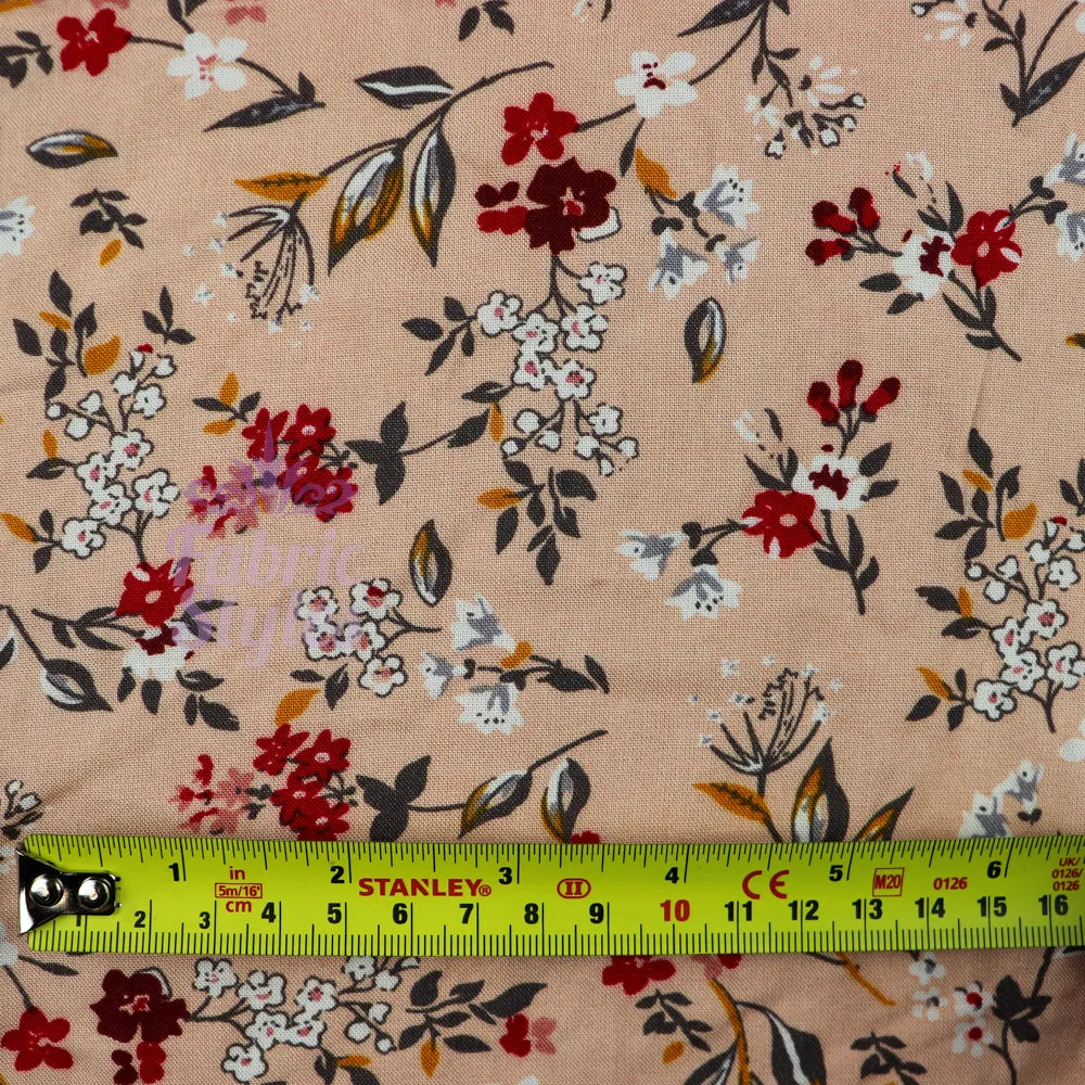 FS773 Blush Floral Leaves Viscose