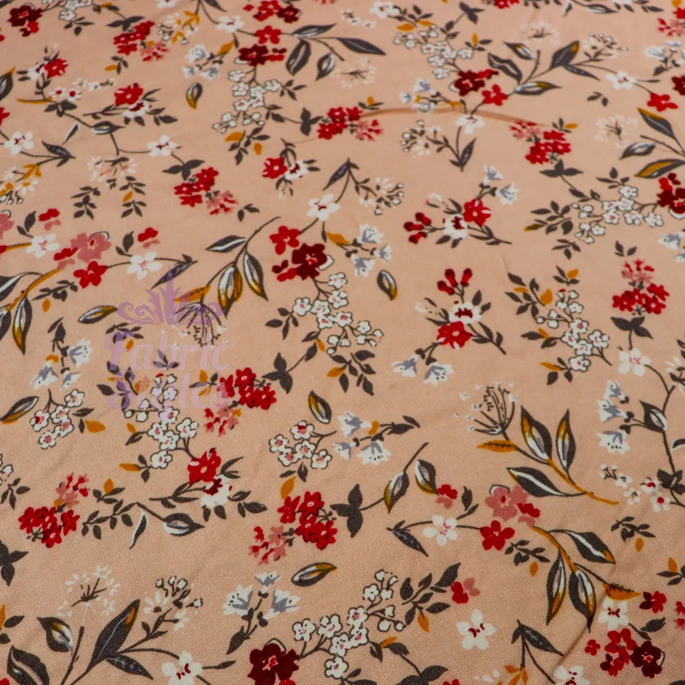 FS773 Blush Floral Leaves Viscose