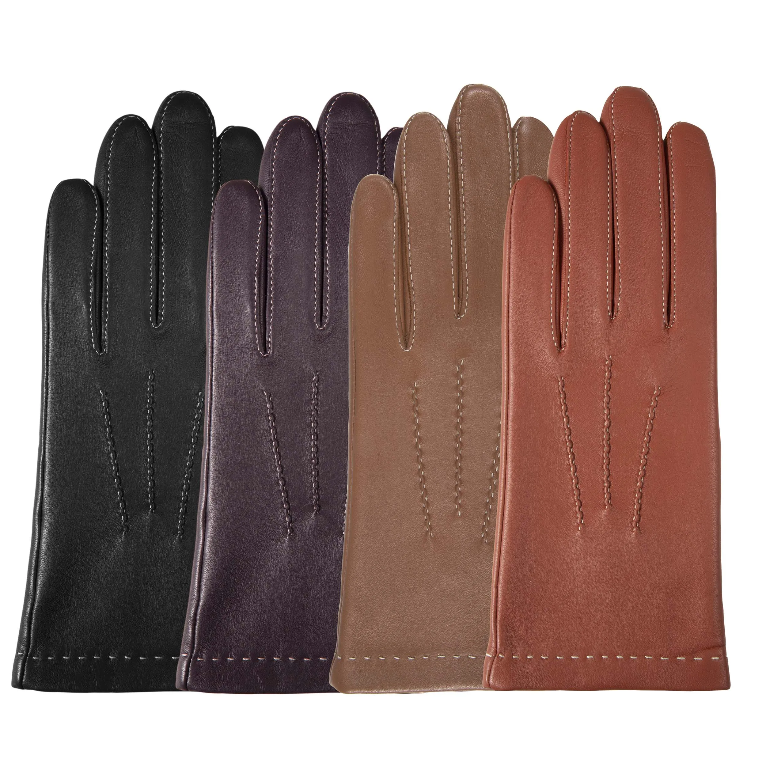 Gants Femme 3 baguettes cuir Grenat