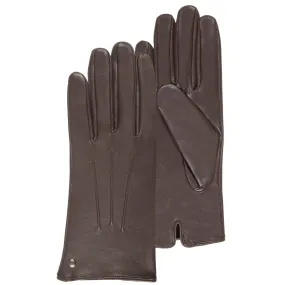 Gants Femme tactiles cuir 3 baguettes Marron