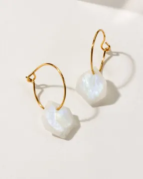 Geometry Mini Hoop Earrings- Moonstone