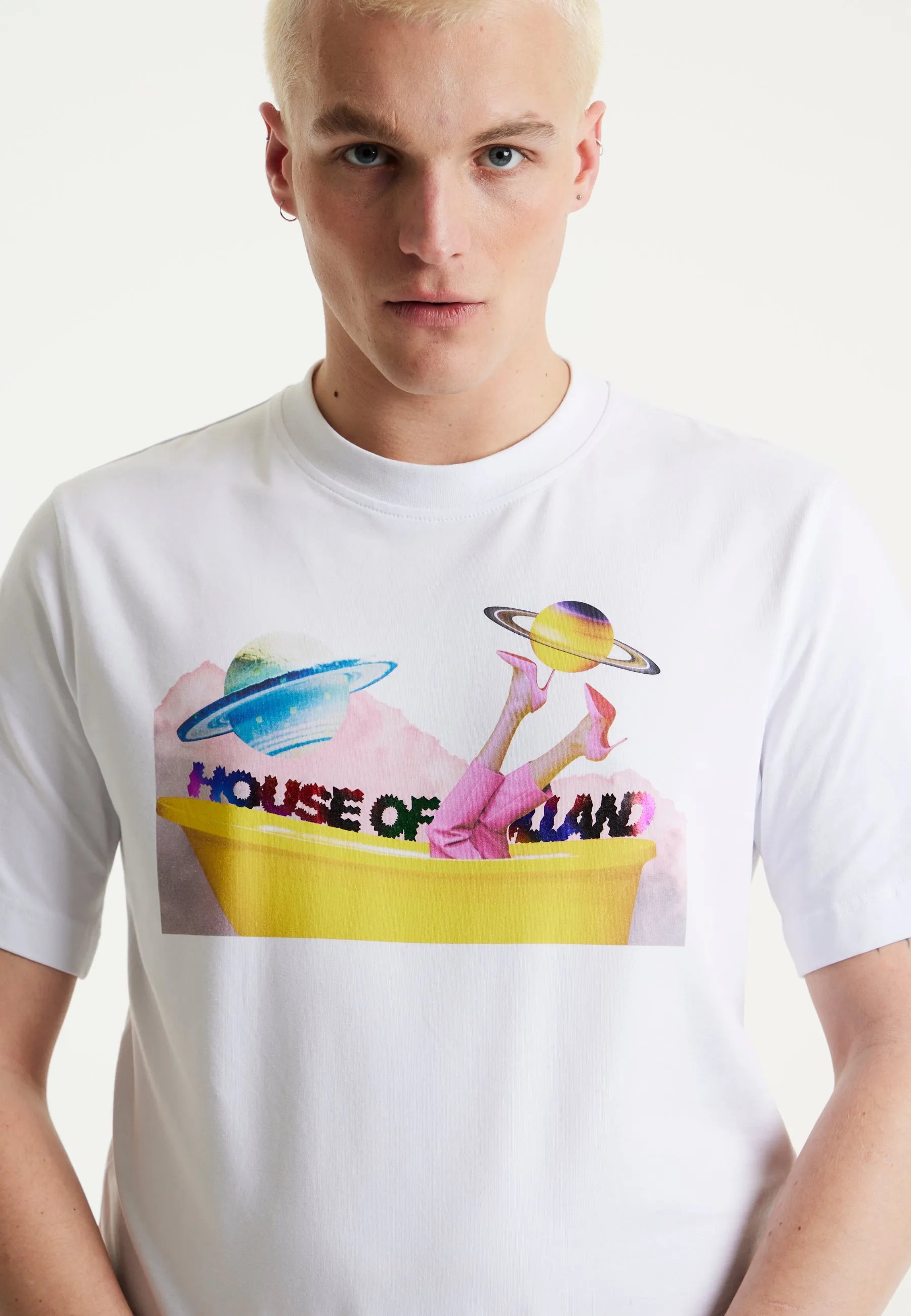 House of Holland Planet Printed T-Shirt in White