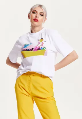 House of Holland Planet Printed T-Shirt in White