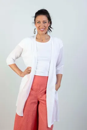 JJ Sisters - Woven Linen Cardi - White