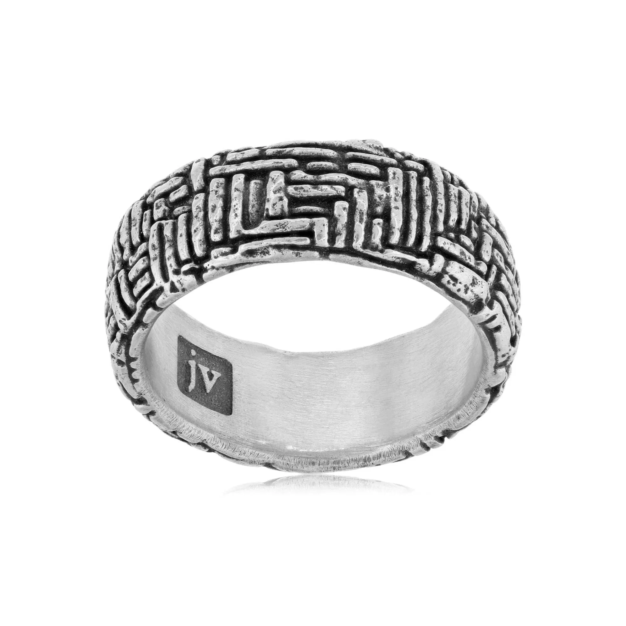 JOHN VARVATOS MEN'S STERLING SILVER BAND RING WITH TEXTURE