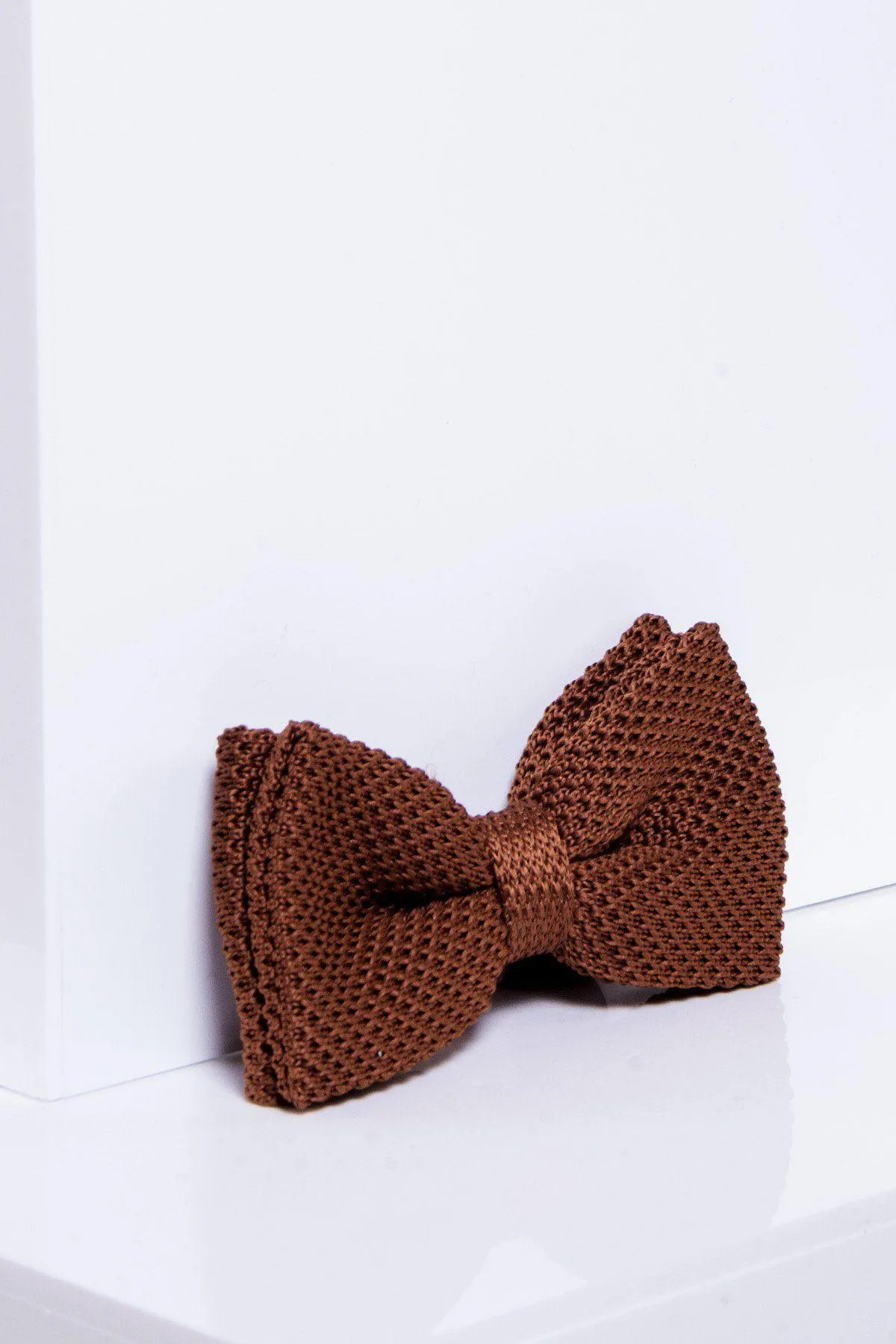 KB - Knitted Double Layer Bow Tie In Rust