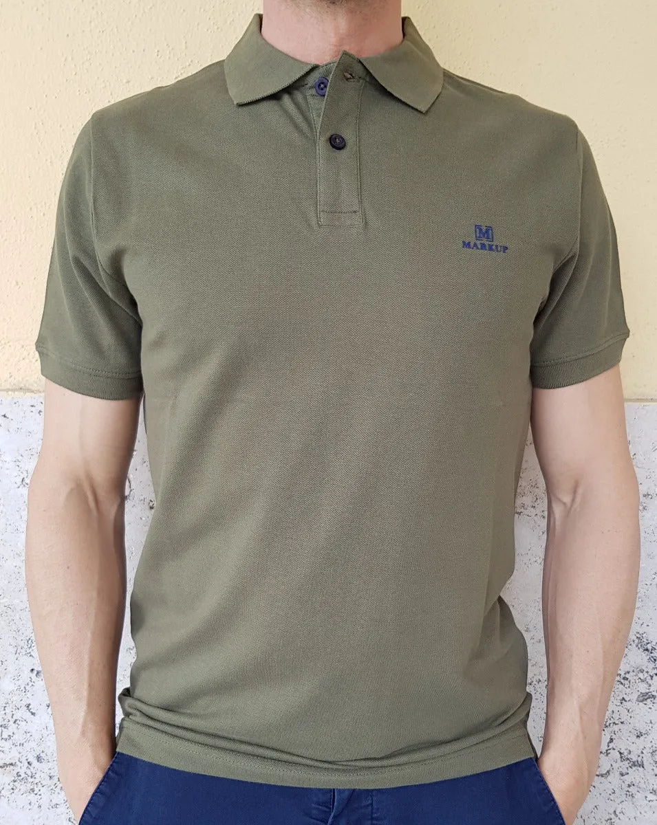 Markup abbigliamento uomo polo piquè verde militare art.546