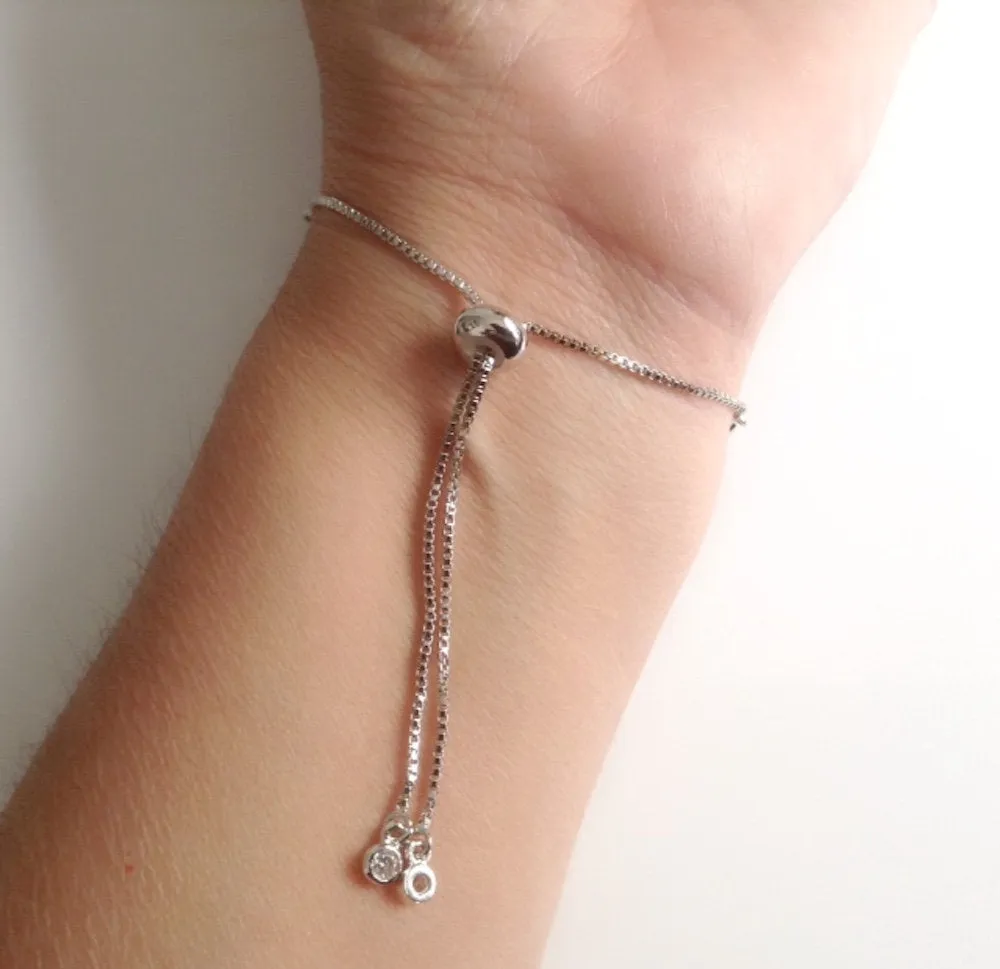 Modern Silver Plated Hamsa Bracelet Sliding Adjustable Clasp