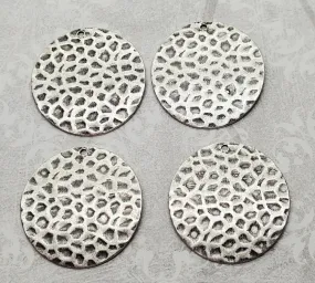 Oxidized Silver Hammered Brass Charm Stampings (4) - SOBF3