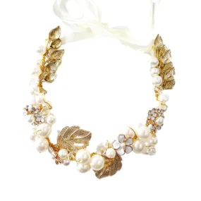 Pearl with Gold Leaf Hair Sash