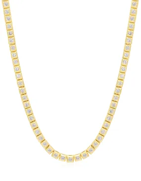 Pyramid Stud Tennis Necklace- Gold