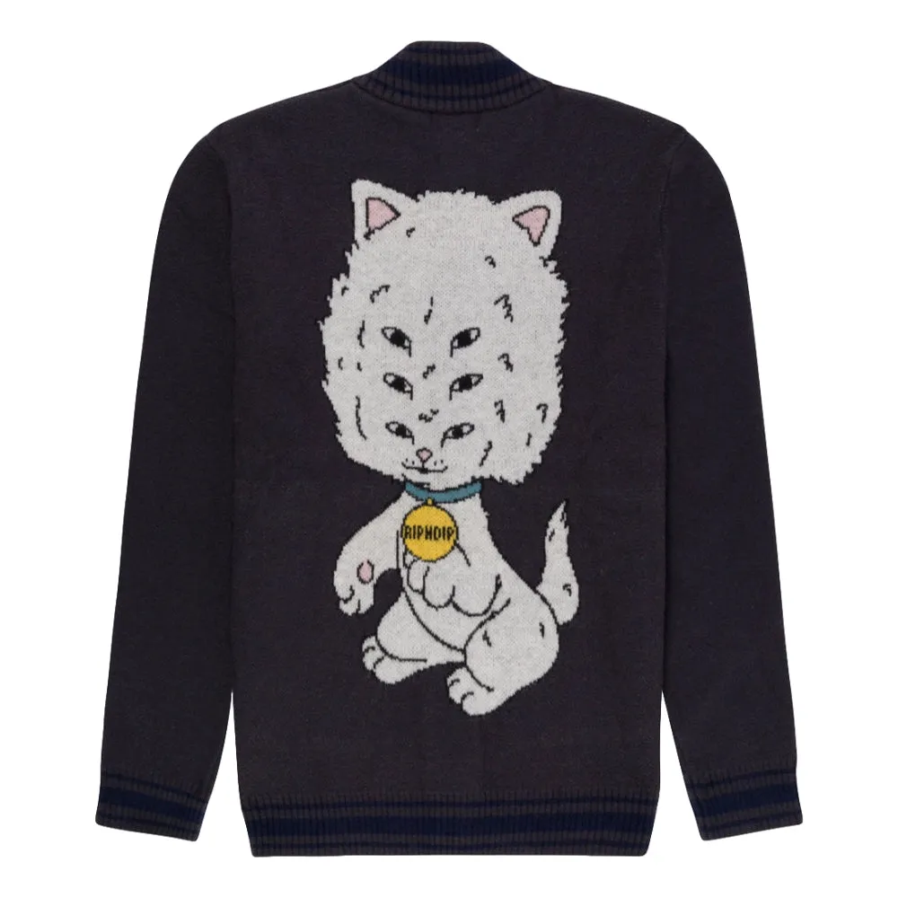 RIPNDIP BIG HEAD KNIT CARDIGAN-CHARCOAL