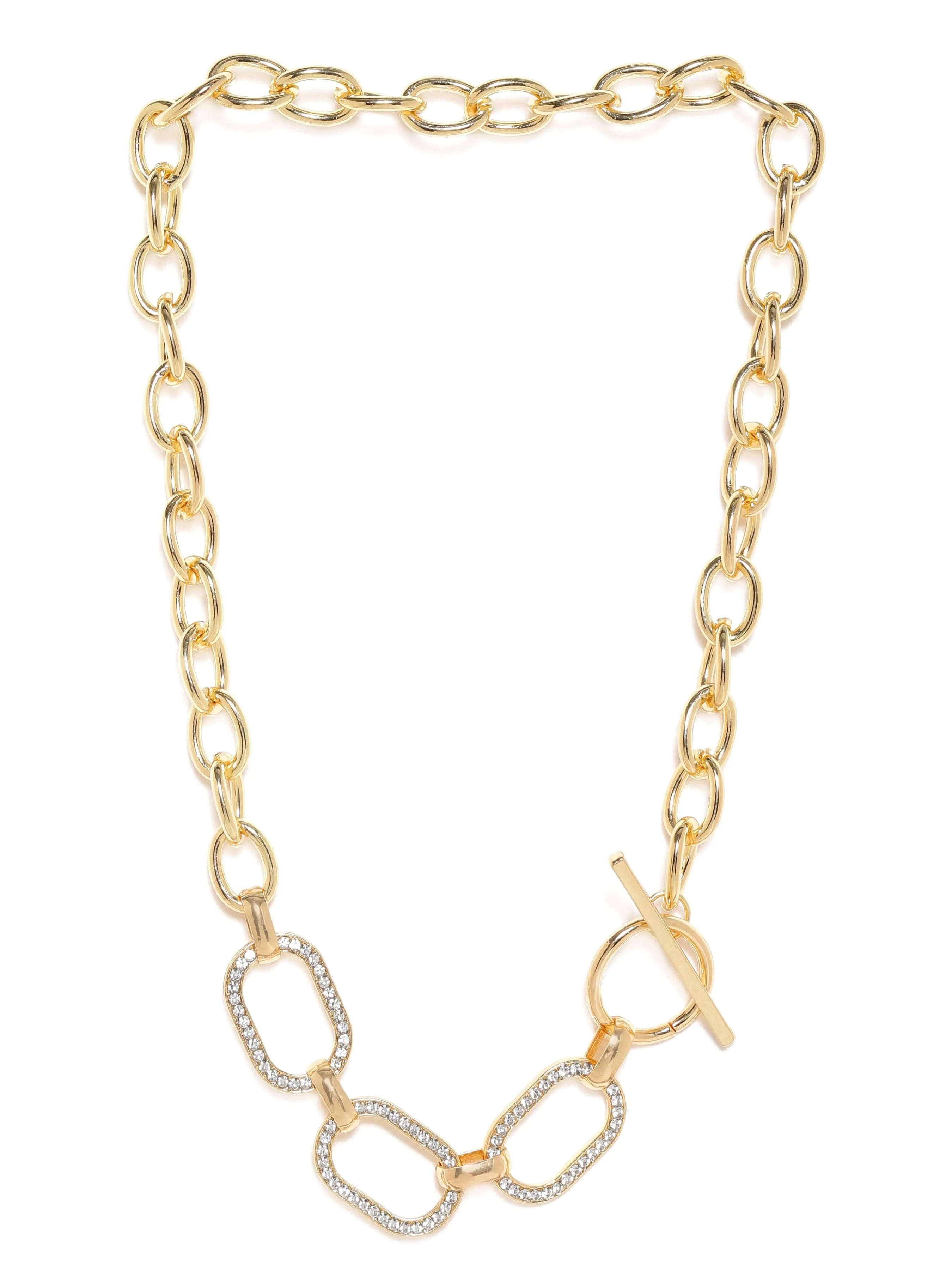 Rubans Voguish 22K Gold plated Link chain Chunky Statement copper necklace