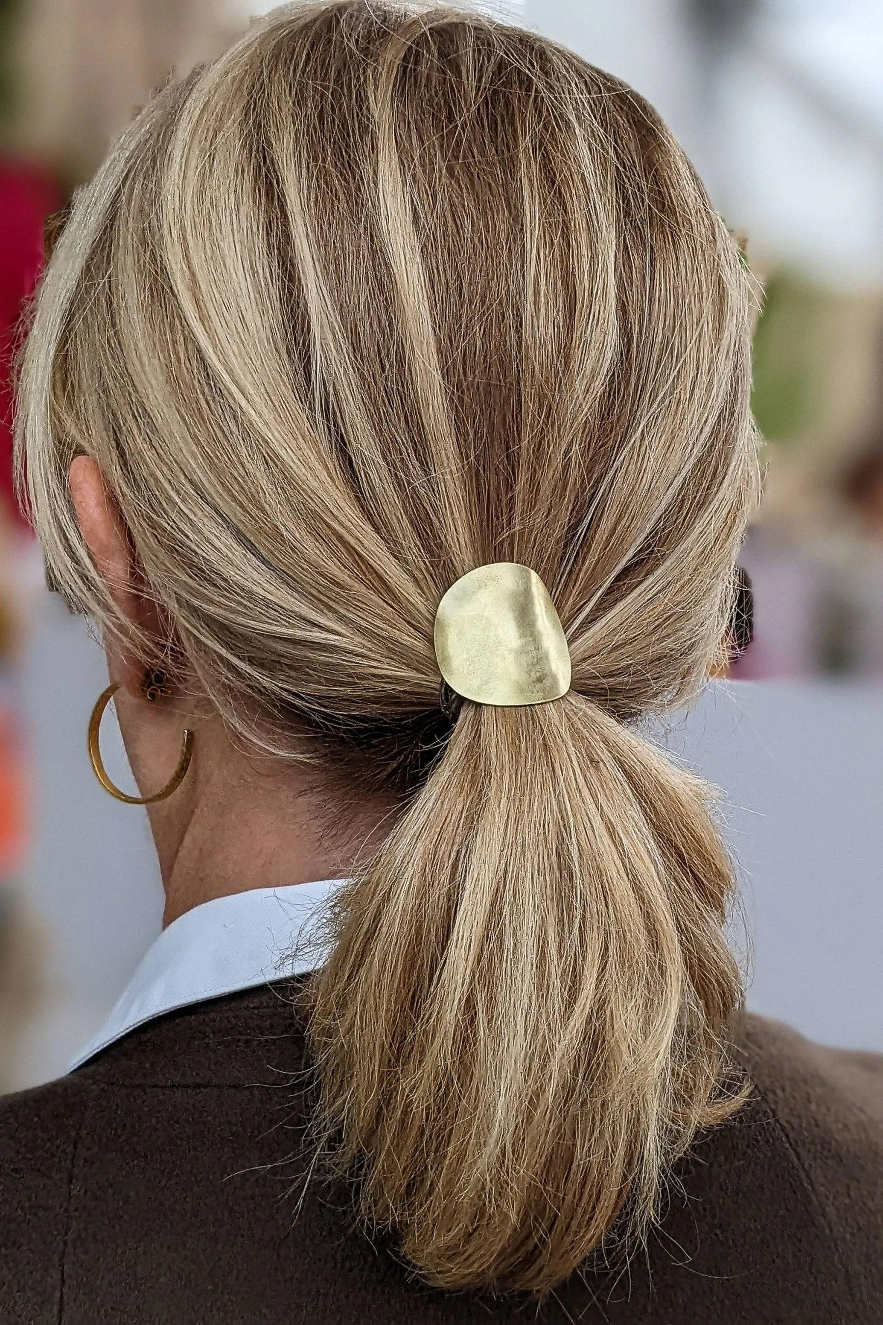 Sculptural Oval Brass Ponytail Holders | Small